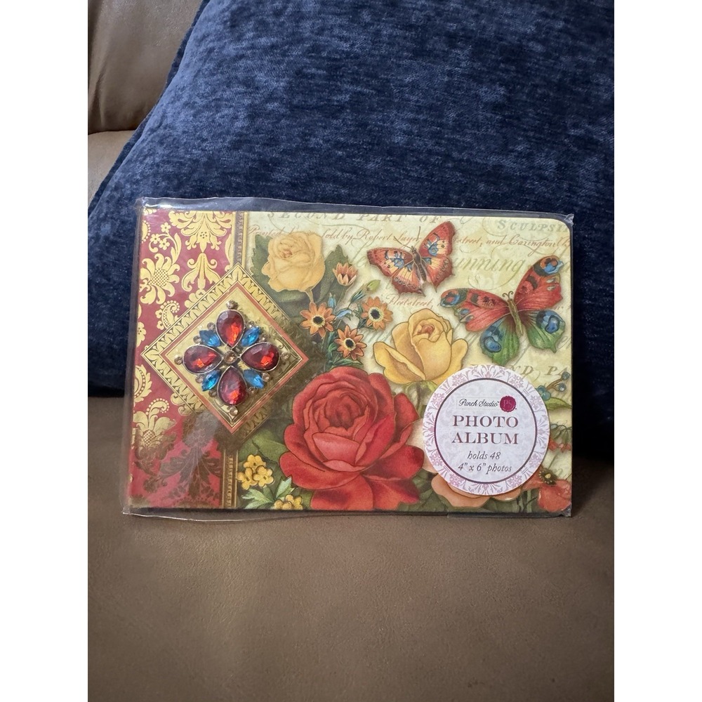 Punch Studio Photo Album 4x6 Holds 48 Photos Roses Butterflies Jeweled NIP